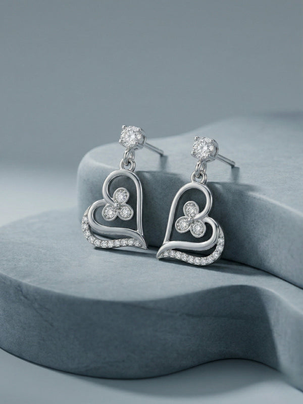 Silver Heart Danglers