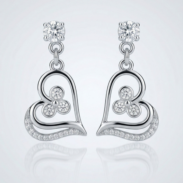 Silver Heart Danglers