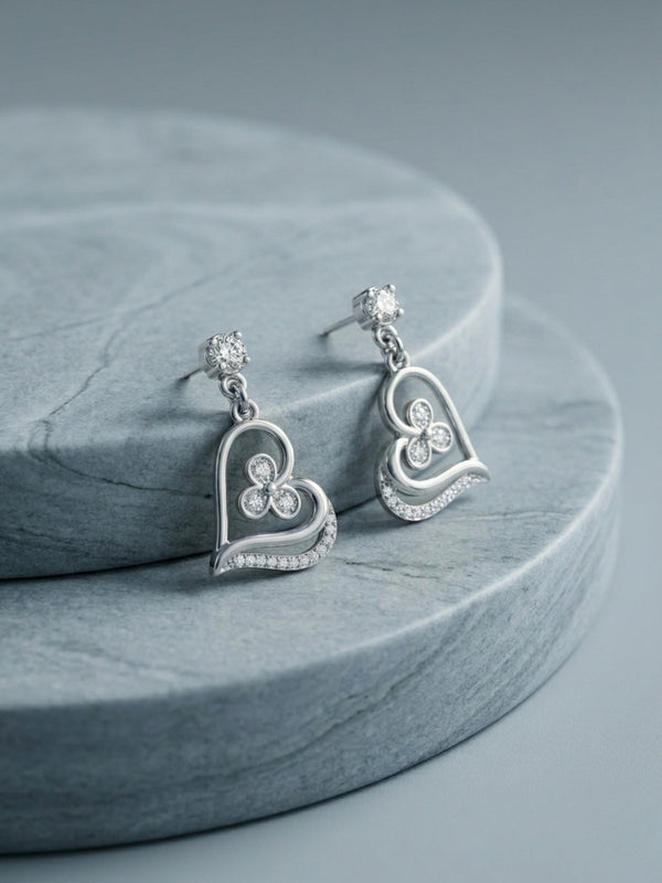 Silver Heart Danglers
